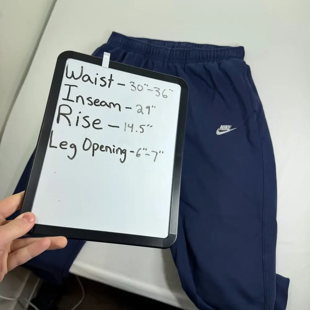 Nike Sportwear Navy Blue Sweatpants Men's Large Cuffed Athletic Fleece Joggers